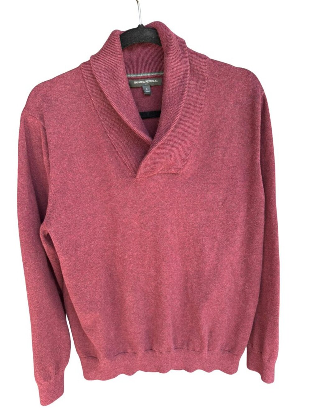 Banana Republic 100% Cotton Shawl Collar Pullover Sweater Burgundy Heather Men's